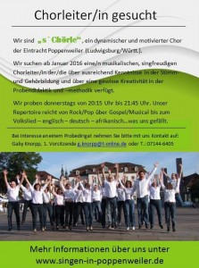 Chorleiter gesucht nach Poppenweiler/Ludwigsburg